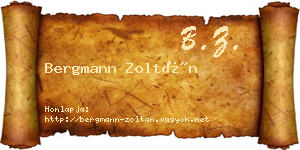 Bergmann Zoltán névjegykártya